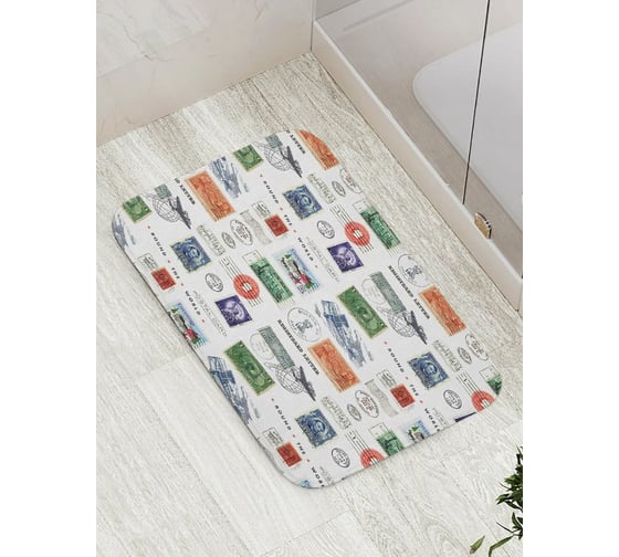 Противоскользящий коврик для ванной и туалета JoyArty "Почтовые марки" 52x77 см bath_423729 1