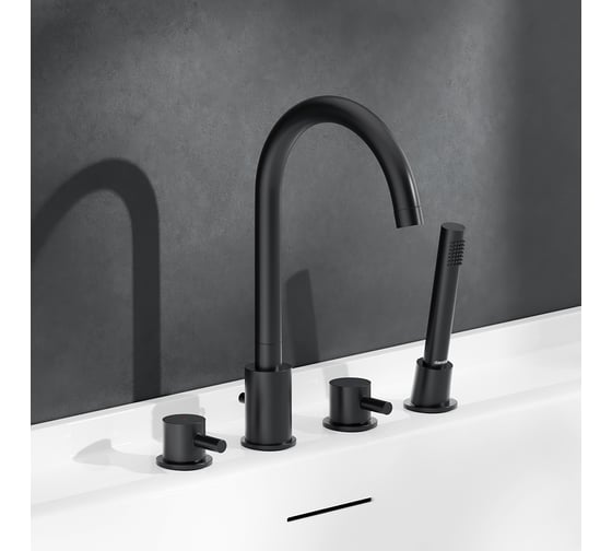 Смеситель на борт ванны Damixa Scandinavian Pure четырёхсекционный, черный матовый 360400300