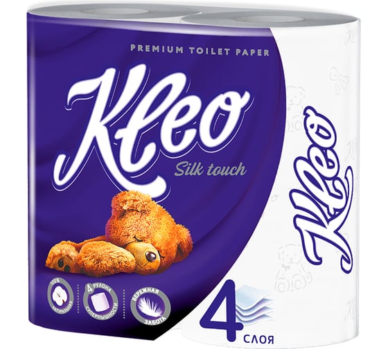 Туалетная бумага Kleo 4 слоя, 4 рулона С200