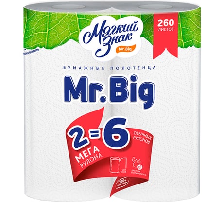 Бумажные полотенца Мягкий знак Mr,Big, 2 слоя, 2 рулон С32