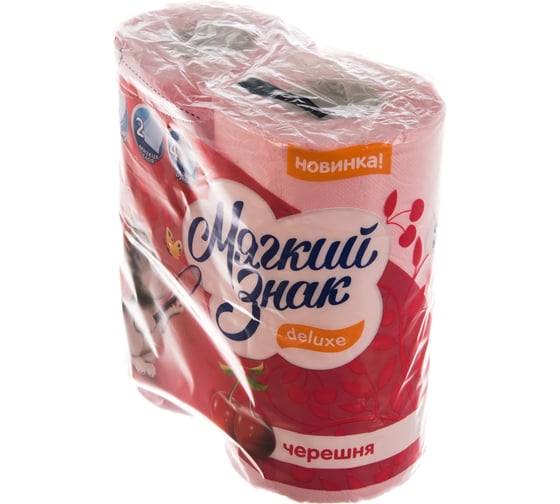 Туалетная бумага Мягкий знак Deluxe аромат Черешня, 2 слоя, 4 рулона С117
