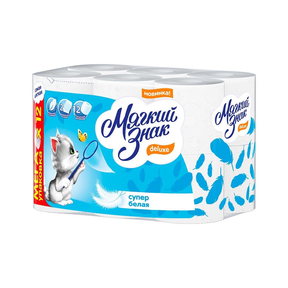 Туалетная бумага Мягкий знак Deluxe, 2 слоя, 12 рулона с103 - выгодная ...