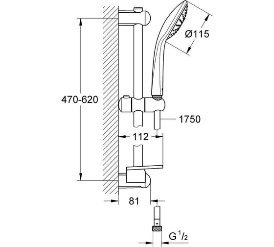 Душевой гарнитур Grohe Моno 600мм 27266001