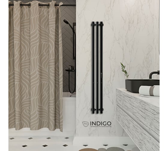 Электрический полотенцесушитель INDIGO Style 3 (electro) 120/13 (скр.монтаж, унив.подкл.R/L, Черный муар) LSE120-13BRRt