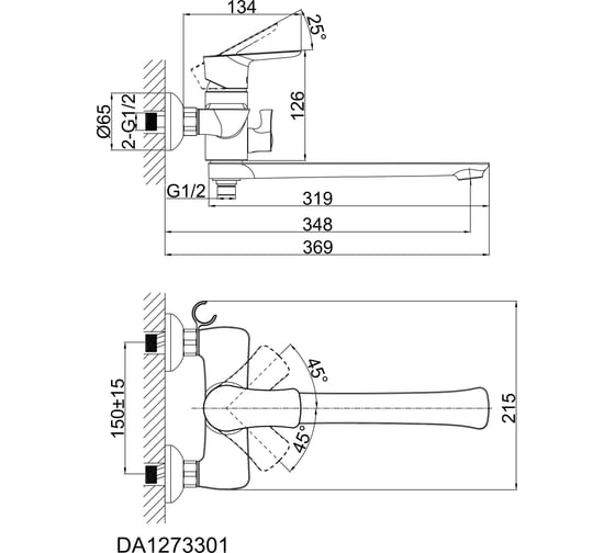 Смеситель для ванны D&K DA1273301