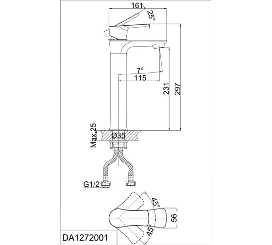 Смеситель для раковины D&K высокий DA1272001