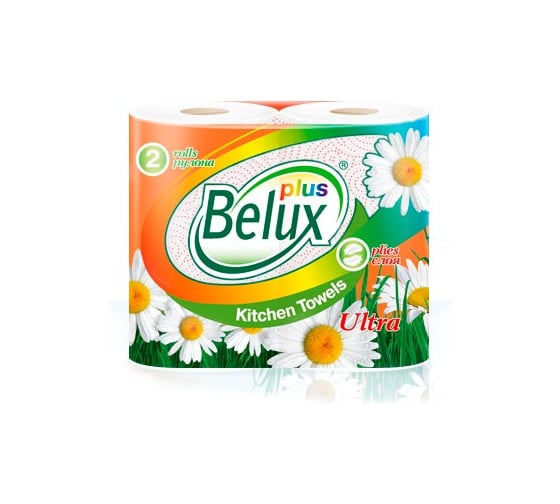 Бумажные полотенца Belux PLUS 2 слоя 2 рулона белые с рисунком 901
