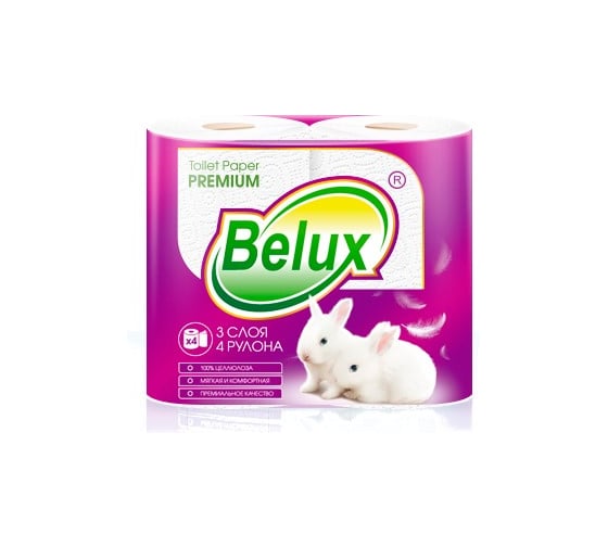Туалетная бумага Belux 3 слоя 4 рулона белая 2440