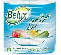 Бумажные полотенца Belux Classic 2 слоя 2 рулона белые 274442