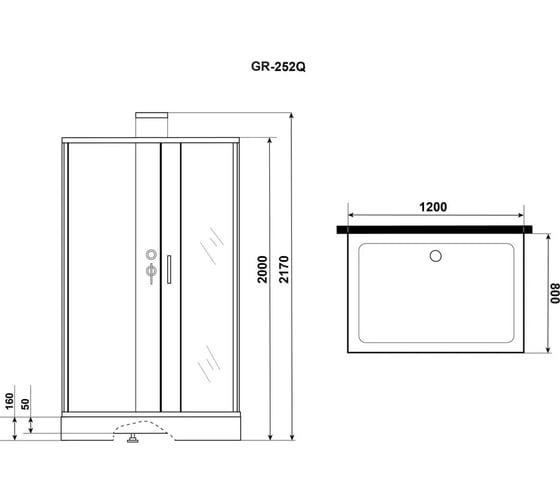 Душевая кабина Grossman ELEGANS 120х80х217 см, 6 мест GR252Q