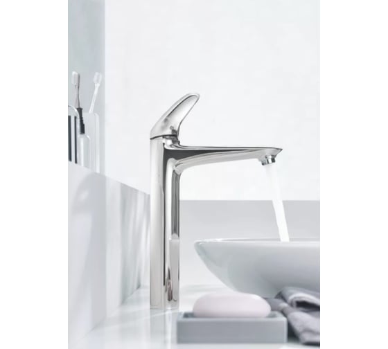 Смеситель для свободностоящей раковины Grohe Wave, с нажимным донным клапаном 23585001