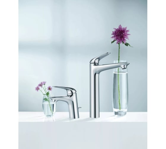 Смеситель для свободностоящей раковины Grohe Wave, с нажимным донным клапаном 23585001