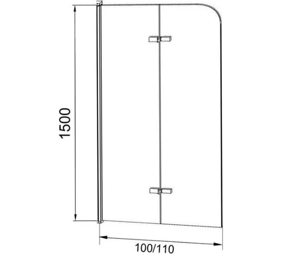 Шторка для ванны Grossman GR-106/100 (100x150) алюминиевый профиль, стекло прозрачное 6мм 1 место GR-106100