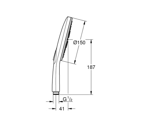 Ручной душ Grohe RainShower SmartActive 150, круглый, 3 режима струи, 9.5 л/мин 26554LS0