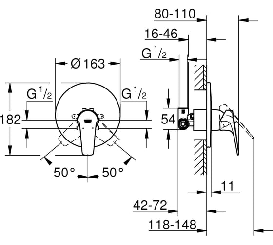 Встраиваемый смеситель для душа Grohe Start Flow 29116000