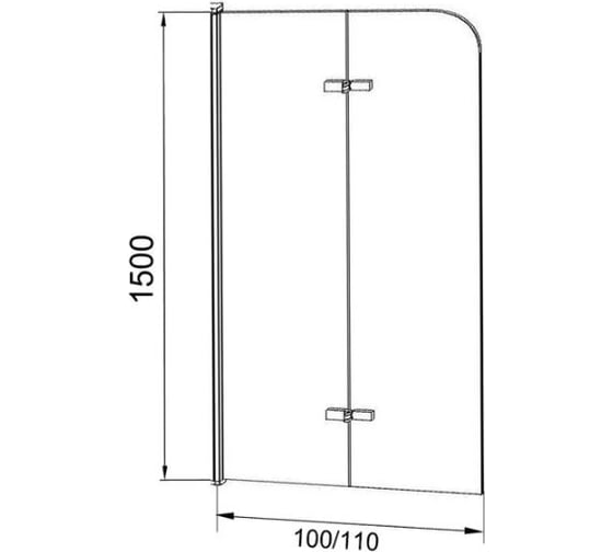 Шторка для ванны Grossman GR-106/110 (110x150) алюминиевый профиль, стекло прозрачное 6 мм 1 место GR-106110