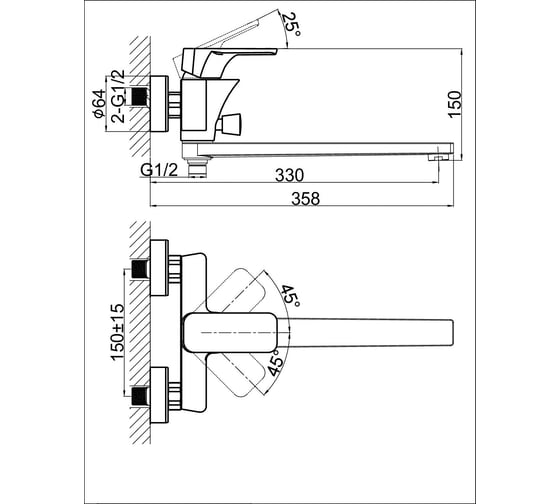 Смеситель для ванны D&K DA1433303