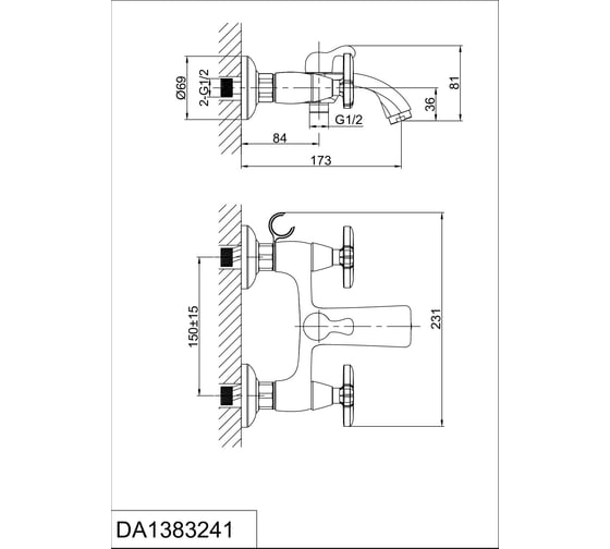 Смеситель для ванны D&K DA1383241