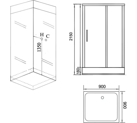 Душевая кабина Grossman 90x90x215 см, 5 мест GR261