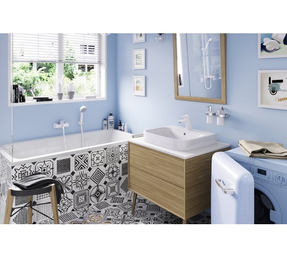 Однорычажный смеситель для ванны и душа Kludi PURE&EASY белый KL376819165