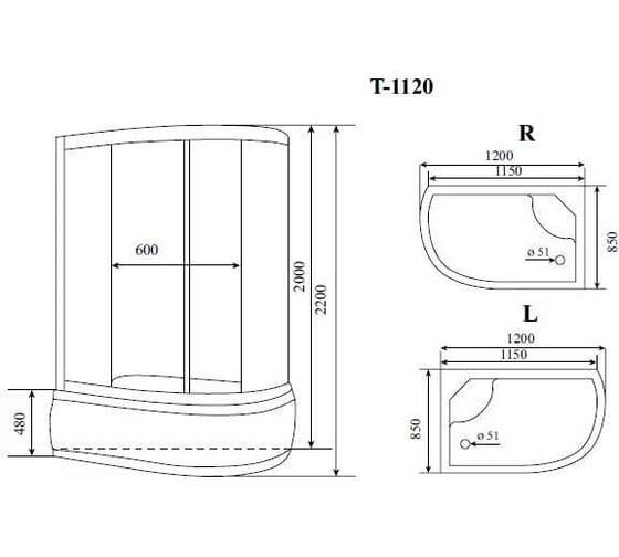 Душевая кабина Timo Comfort Fabric Glass 12085220 T-8820RF