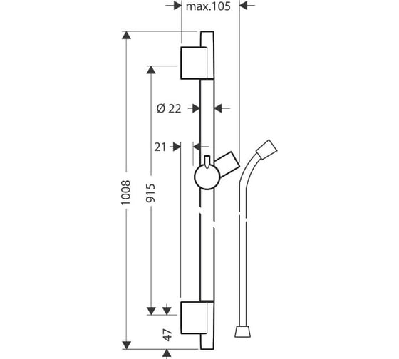 Штанга для душа HANSGROHE 28631670 HG Unica S Puro 90 см 00000071610