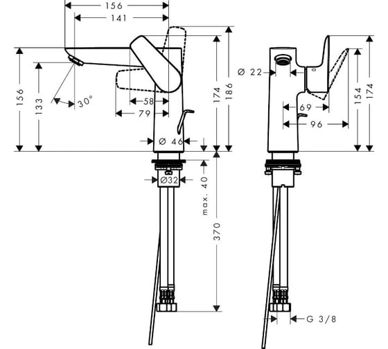 Смеситель для раковины HANSGROHE 71754700 HG Talis E 150 00000071125