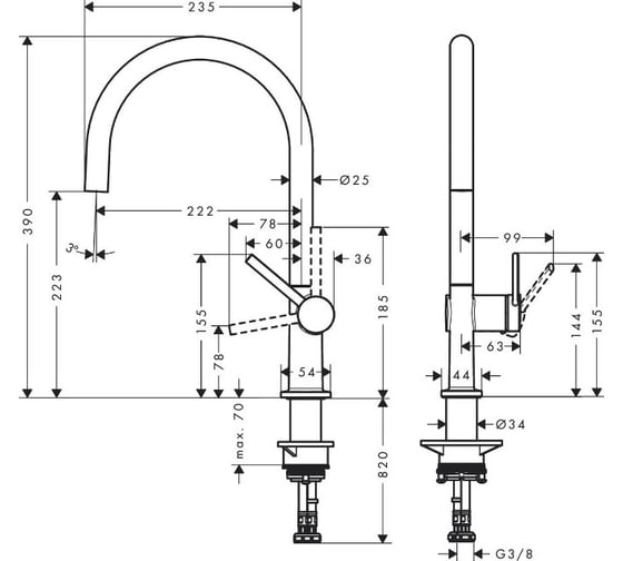 Смеситель для кухни HANSGROHE 72804000 HG M54 Talis 220 00000079116