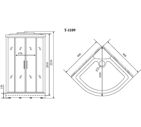 Душевая кабина TIMO Standart 90х90х220 T-5509