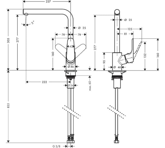 Смеситель для кухни HANSGROHE 31817670 HG Focus 00000071575
