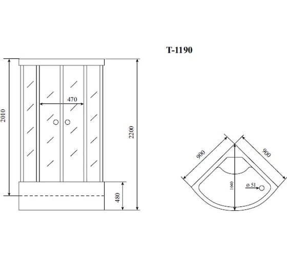 Душевая кабина TIMO Standart 90х90х220 T-5590