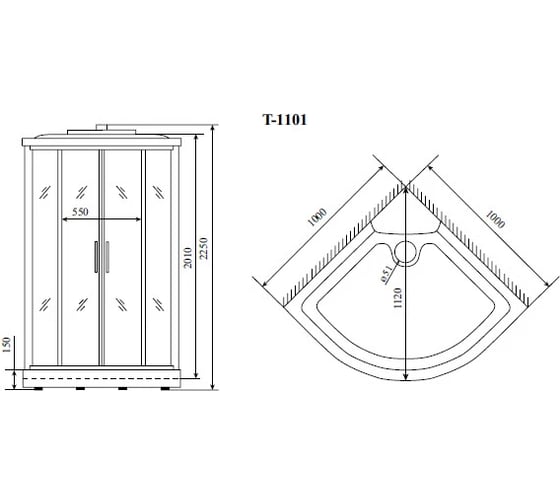 Душевая кабина TIMO Standart 100х100х220 T-1101P