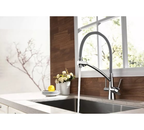 Смеситель для кухни Lemark Expert LM5082S-Gray с гибким изливом LM5082S-Gray