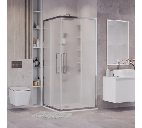 Душевое ограждение Grossman Cosmo 90х90х195 см, квадрат, раздвижное, хром, стекло шиншилла 300.K33.02.9090.10.02
