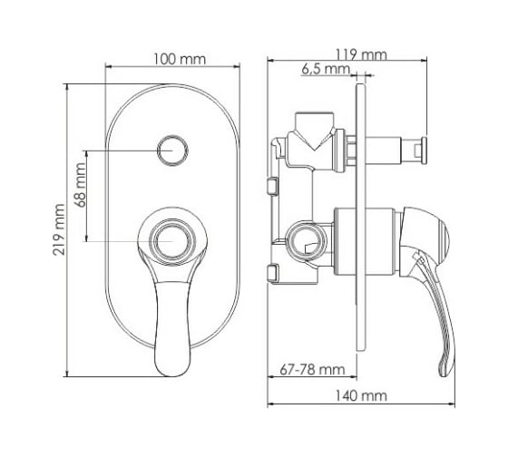 Смеситель для ванны и душа WasserKRAFT Isar 1361