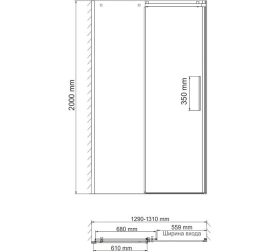 Душевая дверь WasserKRAFT Dinke/Alme 58R30/15R30