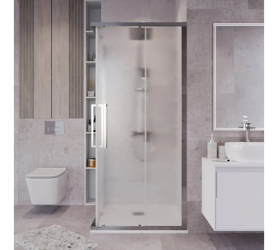 Душевое ограждение Grossman Cosmo 80х80х195 см, квадрат, раздвижное, хром, стекло шиншилла,1мест 300.K33.02.8080.10.02