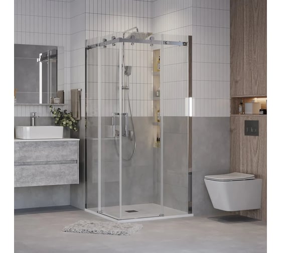 Душевое ограждение Grossman Classic 100х100х195 см, квадрат, раздвижное, хром, стекло прозрачное, 2 места 300.K33.04.1010.10.00