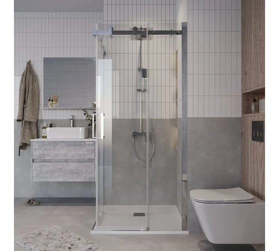 Душевое ограждение Grossman Classic 100х100х195 см, квадрат, раздвижное, хром, стекло прозрачное, 2 места 300.K33.04.1010.10.00