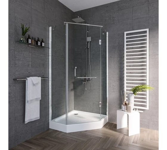 Душевое ограждение Grossman Classic 90*90*185 трапеция, дверь распашная 2 места GR-8090