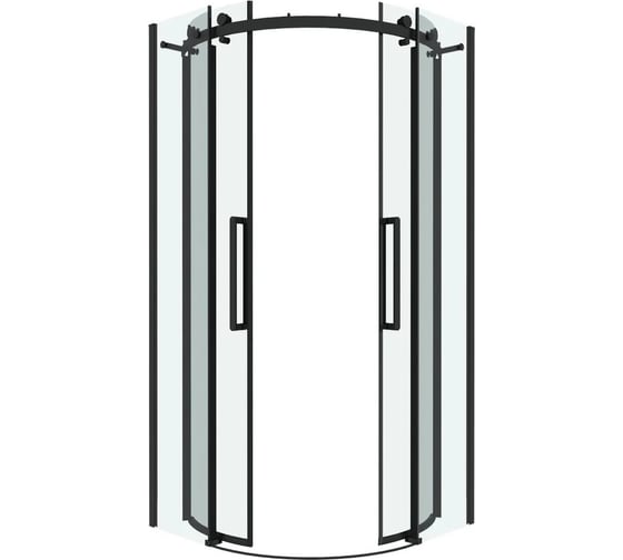Душевое ограждение Grossman Classic 100х100х195 см, полукруг, раздвижное, черный матовый, стекло прозрачное 301.K33.04.1010.21.00