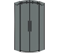 Душевое ограждение Grossman Classic 100х100х195 см, полукруг, раздвижное, черный матовый, стекло тонированное 301.K33.04.1010.21.10