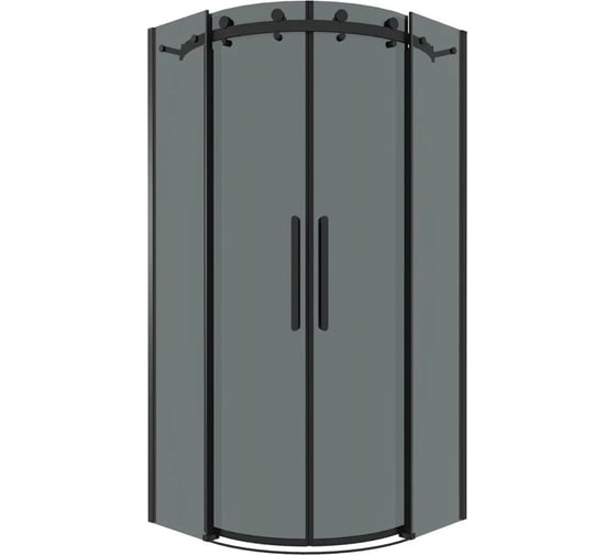 Душевое ограждение Grossman Classic 100х100х195 см, полукруг, раздвижное, черный матовый, стекло тонированное 301.K33.04.1010.21.10