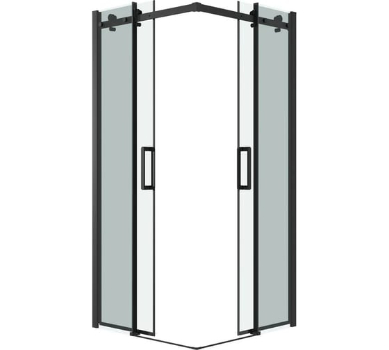 Душевое ограждение Grossman Classic 80х80х195 см, квадрат, раздвижное, черный матовый, стекло прозрачное, 2 места 300.K33.04.8080.21.00