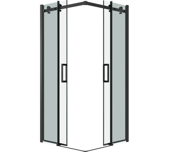 Душевое ограждение Grossman Classic 90х90х195 см, квадрат, раздвижное, черный матовый, стекло прозрачное, 2 места 300.K33.04.9090.21.00
