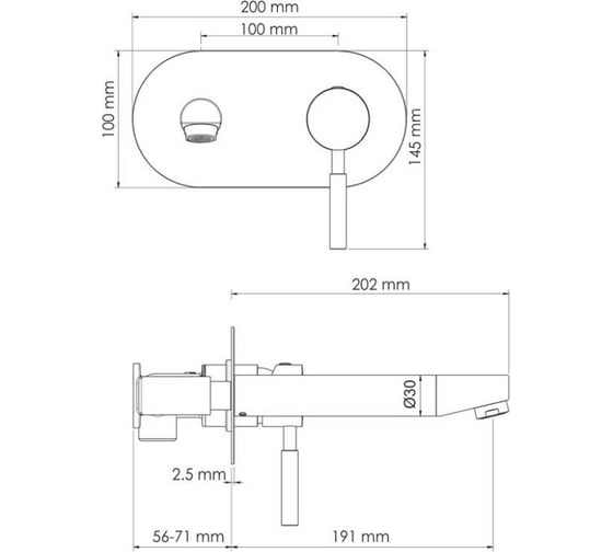 Встраиваемый смеситель для умывальника WasserKRAFT Main 4130