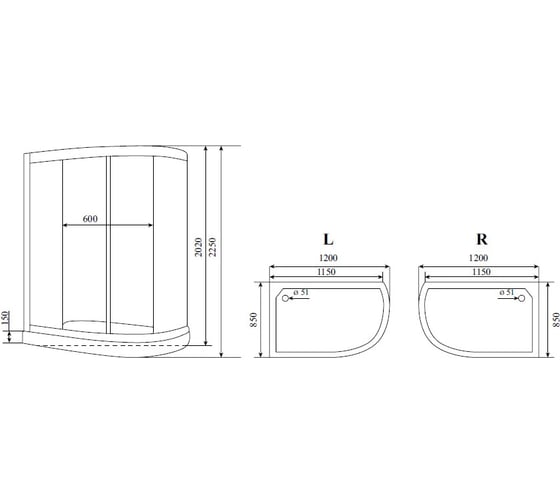 Душевая кабина TIMO Standart Black 120х85х220 T-6602BL