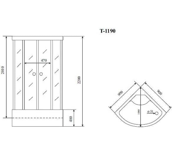 Душевая кабина TIMO Standart Black 90х90х220 T-6690B