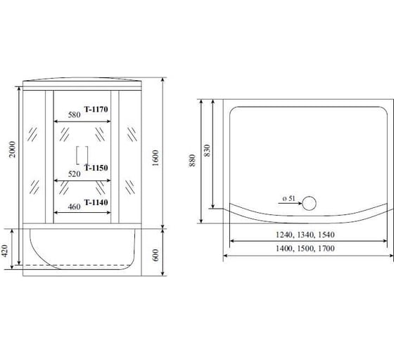 Душевая кабина TIMO Standart Silver 170х88х220 T-6670S