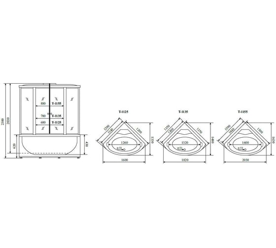 Душевая кабина TIMO Standart Silver F 150х150х220 T-6655SF